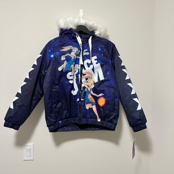 Members Only x Space Jam: A New Legacy Snorkel Bomber Puffer Jacket Medium - Picture 3 of 16